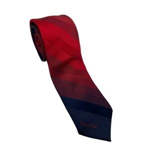 Vintage Oscar de la Renta Men's Necktie Tie Red Black Navy Blue Stripe Classy‎